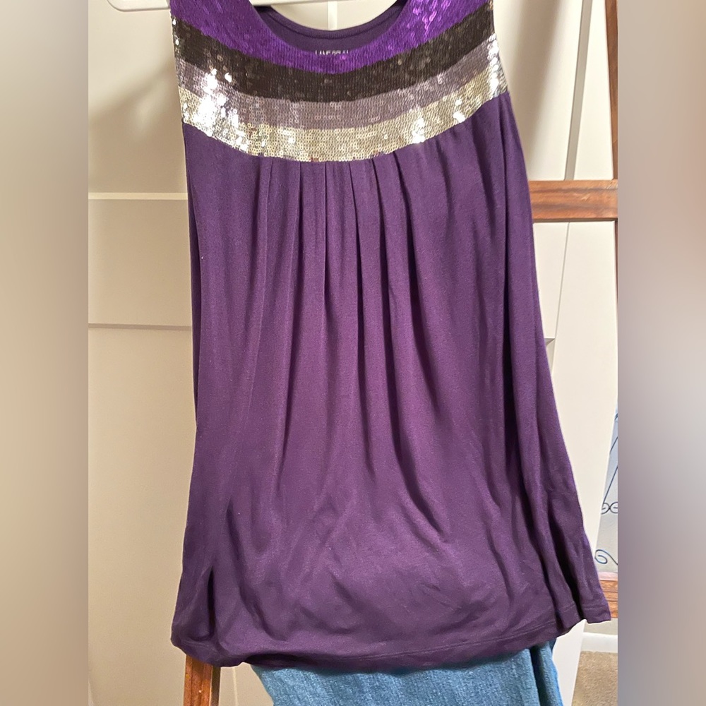 Purple tunic tank top with sequin detail